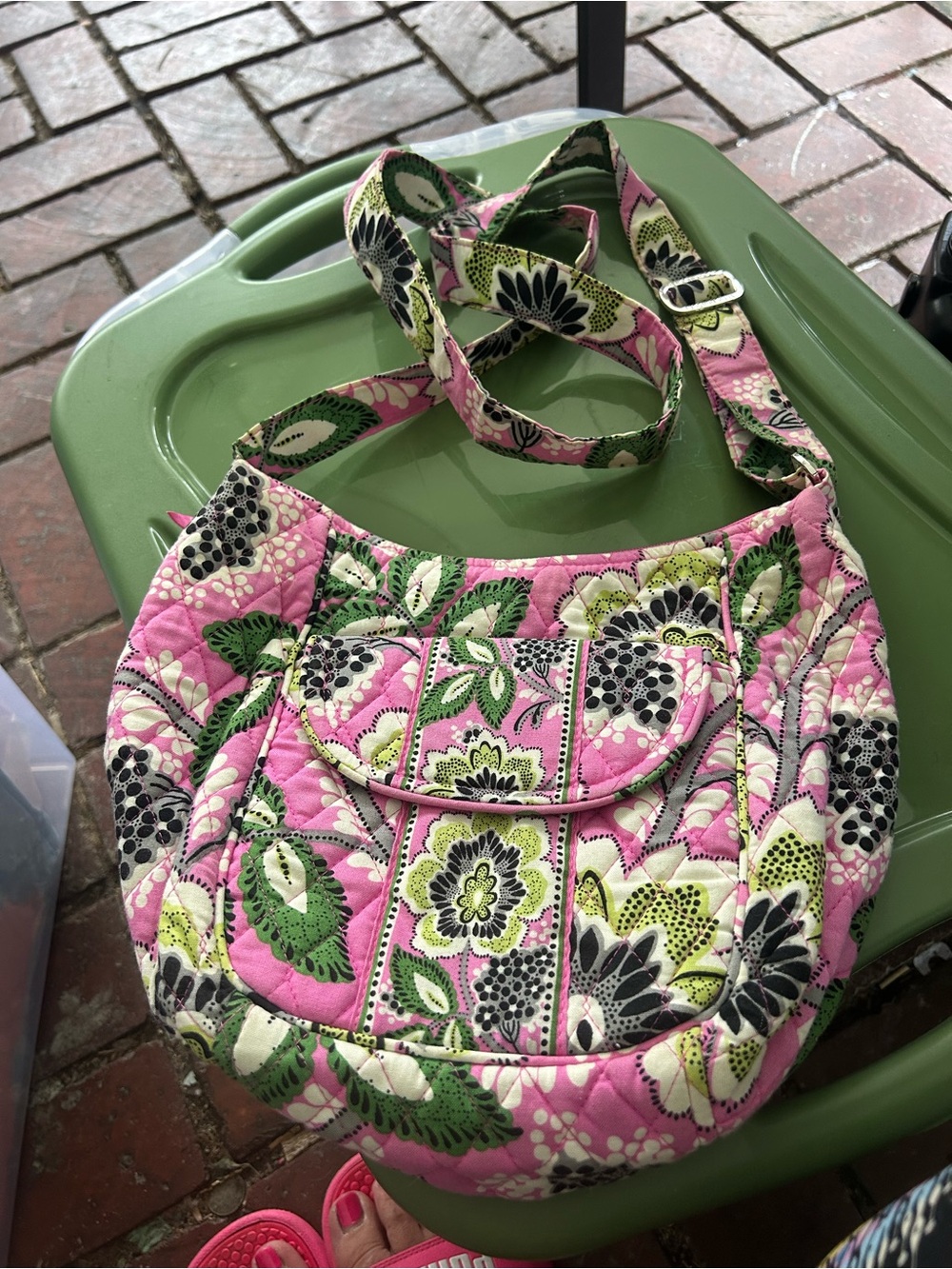 Vera Bradley Quilted Floral Crossbody Bag - Pink & Green